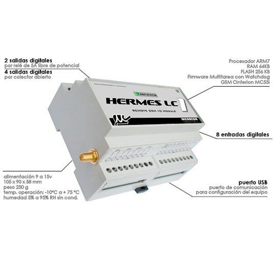 Hermes LC1 - Autómato / controlador e datalogger GSM/GPRS de baixo custo